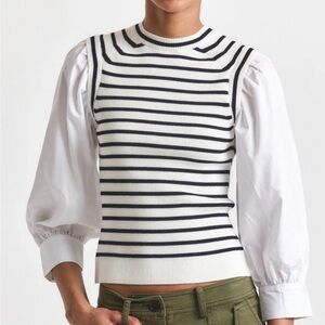 Derek Lam 10 Crosby TIRZA MIXED MEDIA TOP
White Navy Womens Sweater